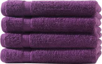 Müskaan - 4er Set Frottee Gästetücher Elegance 30x50 cm 100% Baumwolle 500 g/m² Gästetuch aubergine