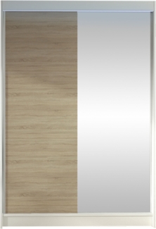 Kleiderschrank Lino I, mit RGB LED Beleuchtung, Farbe: Weiß / Sonoma Eiche