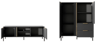 Wohnzimmer-Set Lars Wohnwand 2-tlg anthrazit gold