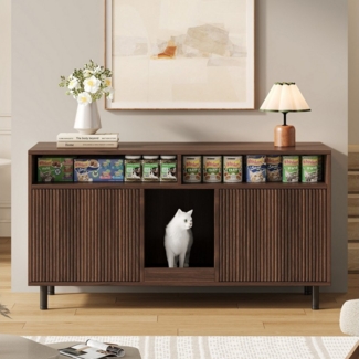 OKWISH Sideboard mit Sandauffangmatte, Ablage (Haustier-Schrank/TV-Schrank, 1 St, 120x50x66cm), Katzentoiletten, Katzenstreuwanne-Schrank