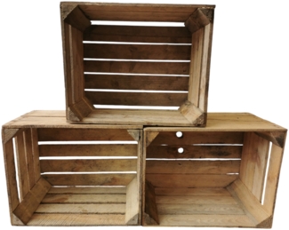 Obstkisten 3er Set 50 x 40 x 30cm B-Ware Vintage Natur