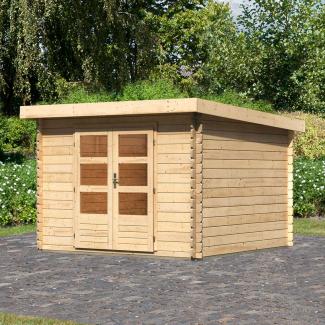 Karibu Holz Gartenhaus "Bastrup 5", naturbelassen, 2,8x2,8 m (B x T),ohne Anbaudach