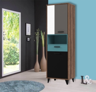 Regal Bücherregal Standregal schlammeiche / grau weiß schwarz grün 60cm