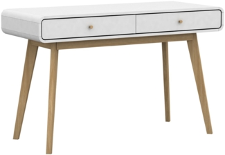 Schreibtisch >Janne< 2 Schubladen, in Weiß und Eiche - 120x79x50cm (BxHxT)