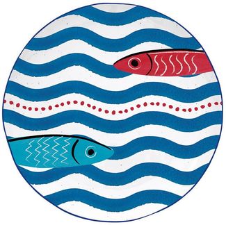 EasyLife Frühstücksteller Sardines Party, Spülmaschinengeeignet, Mehrfarbig, Motiv: Fische, Höhe: 1cm