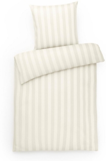 Carpe Sonno 'Damast' Bettwäscheset aus 100% Baumwolle, Streifen, Creme, 135 x 200 cm