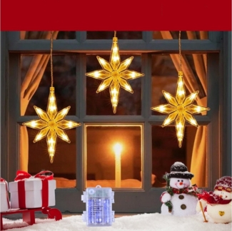 Elegear LED-Lichterkette 0.3/0.6/0.8M Led weihnachtsdeko fenster, weihnachtsstern mit haken, 60-flammig, Weihnachtsdeko mit Memory Funktion für Weihnachten Fensterbilder Deko