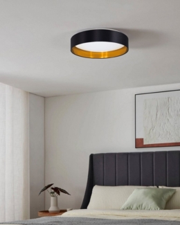 my home LED Deckenleuchte Juria, CCT - über Fernbedienung, LED fest integriert, Neutralweiß, Warmweiß, Deckenlampe Ø38 x H9 cm mit Textil-/Stoffschirm, CCT, Fernbedienung