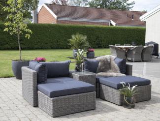 Flexible Polyrattan Loungegruppe NIZZA grau-braun inkl. Kissen