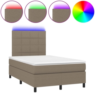 vidaXL Boxspringbett mit Matratze & LED Taupe 120x190 cm Stoff 3270201