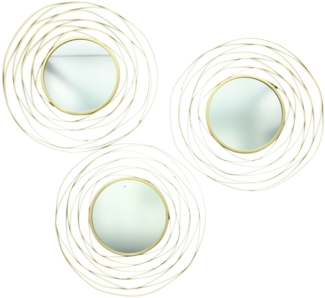 Dekoleidenschaft Dekospiegel rundes Spiegel-Set mit goldenem Metallrahmen, dekorative Wanddeko (3-St, im Set), für Wohnzimmer und Flur, modernes Design