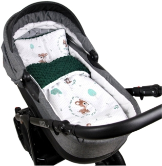 Kinderdecke BABYLUX Babydecke MINKY 2Set Kuscheldecke Decke 75 x 60cm Kinderwagen, BabyLux, MP120A. Wald Reh + Grün