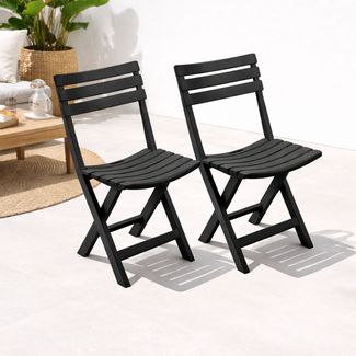 2x Gartenstuhl Klappstuhl Campingstuhl Kunststoff Anthrazit Wetterfest