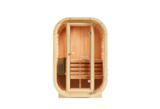 FinnTherm Innensauna Ellipso S Innensauna 1 Sitzbänke aus Holz Saunakabine mit 42 mm Wandstärke Dampfsauna mit Montagematerial