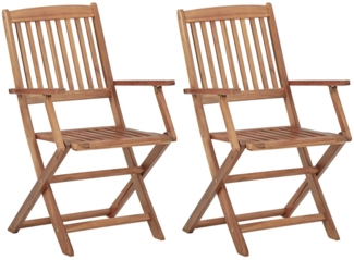 vidaXL Klappbare Gartenstühle 2 Stk. mit Kissen Massivholz Akazie 3064604
