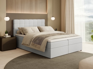 Beautysofa Boxspringbett Kontinentales mit Bettkasten TOPIQ BOUCLÉ (mit FEDERKERNMATRATZE und TOPPER-MATRATZE), 140, 160, 180 cm, mit 2x Bettkästen, Federkernmatratze