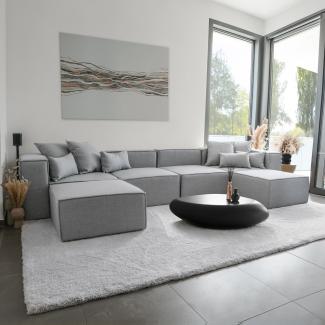 HOME DELUXE Modulares Sofa VERONA XL - 414 x 207 cm Hellgrau