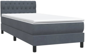 vidaXL Boxspringbett mit Matratze Dunkelgrau 90x220 cm Samt 3316528
