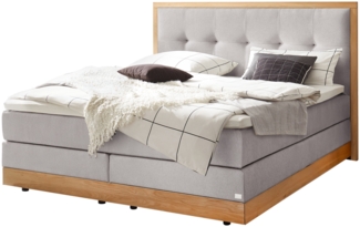 Alba Boxspringbett grau Eiche Massivholz 206 x 208 x 125 cm
