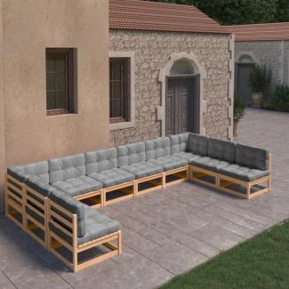 vidaXL 10-tlg. Garten-Lounge-Set mit Kissen Massivholz Kiefer 3077204
