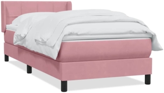 vidaXL Boxspringbett mit Matratze Rosa 100x210 cm Samt 3318110
