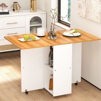 JEOBEST Klapptisch Mobiler Klapptisch, Klappbarer Esstisch mit Offenen Ablagen, Küchentisch Ausziehbar für Kleine Räume 120 x 70 x 78cm