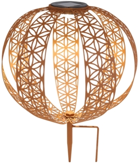 LED Solarleuchte, Erdspieß, Kugel, rostfarben, D 30 cm