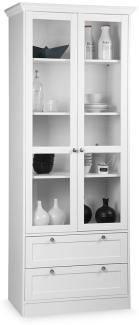 Vitrine >Landsted< in Weiß - 80x200x45cm (BxHxT)