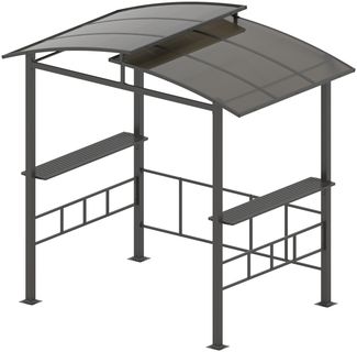 Grillpavillon Outdoor Grillüberdachung mit Seitenregalen Überdachung für Grill Gartenpavillon metall 248 x 150 x 232 cm Schwarz