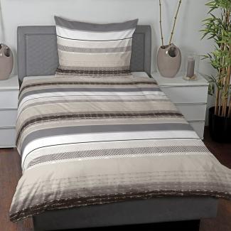Traumschlaf Mako Satin Bettwäsche Camelo taupe grau|155x220 cm + 80x80 cm