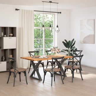 vidaXL Esstisch mit Baumkanten Hellbraun 180x100x74cm Massivholz Eiche 3304448