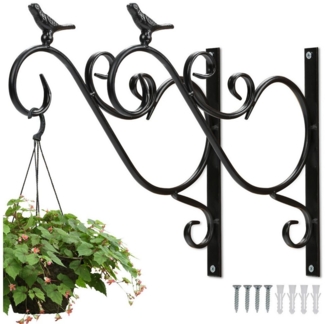 Clanmacy Wandhaken Blumenhaken 2er Wandhaken Blumenampel 300x260 mm Blatt Blumenhalter, Töpfe, Kästen, Laternen oder Vogelfutter, (Blumenhaken, schrauben und weiße Kunststoff-Dehnungsstopfen, 2-St, Innen- & Außenbereich), Dekorativ, zierliches Muster, v...