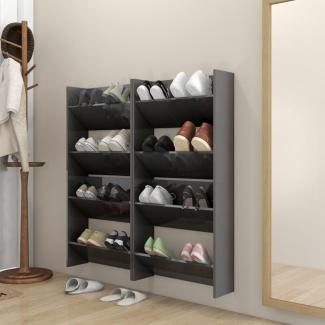 vidaXL Wand-Schuhschränke 4 Stk. Hochglanz-Grau 60x18x60cm 806740