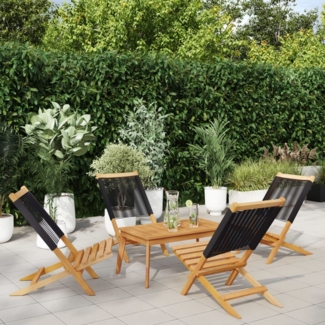 vidaXL Gartenstühle 4 Stk. Klappbar Schwarz Massivholz Akazie 3214628