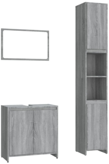 vidaXL 3-tlg. Badmöbel-Set Grau Sonoma Holzwerkstoff 3152720