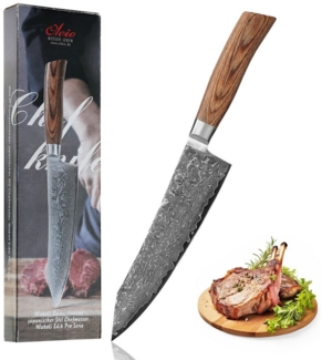 Wakoli Asiamesser EDIB Pro Damastmesser Kiritsuke I Kochmesser Küchenmesser 20cm Klinge, 67 Lagen Damaststahl, VG-10 Stahlkern