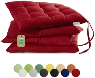 Lavea Stuhlkissen MONACO, Sitzkissen 4er Set – 40x40 cm, mit Stoffbändern, Outdoor & Indoor