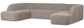 Sofa Sloping U-Form aus Melange-Stoff, Hellgrau