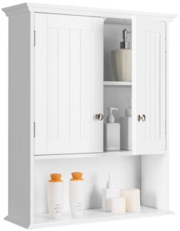 COSTWAY Hängeschrank Holz mit Türen & verstellbaren Regale,60 x 19 x 71 cm