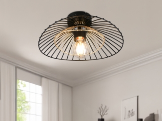 LED Deckenleuchte mit Gitter Lampenschirm Schwarz Gold, Ø 30cm