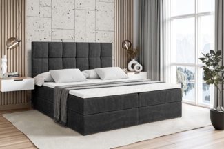 ALTDECOR Boxbett RICAR (mit Matratze Lattenrost Topper Polsterbett mit Bettkasten Doppelbett), H4 Multipocket / H3 Bonellfederung, Springboxbett Boxspringbett