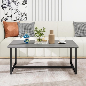 Vintage Couchtisch 90x45x42cm Metallgestell Stauraum Grau