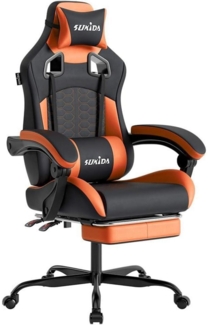 SUKIDA Gaming Stuhl mit Fußstütze Racing Chair Verstellbarer Orange