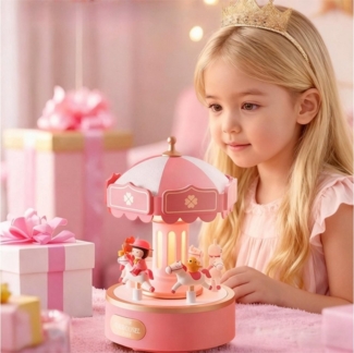 QUBEBU LED Nachtlicht Spieldose Nachtlicht Kinder Baby Einschlafhilfe Nachtlampe mit 6 Musik, Weihnachtsmusik, LED fest integriert, Warmweiß, Weihnachtsgeschenke, Kindergeschenke für Jungen und Mädchen, Kabellose Schreibtischlampe, Wiederaufladbar Musi...