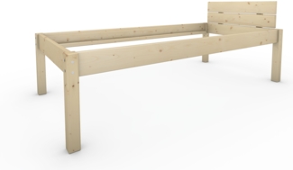 Pfostenbett Massivholzbett (Fichte) "Daybett" 100x220 cm 58 cm Holzbett 300kg