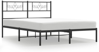 vidaXL Bettgestell mit Kopfteil, Metall, Schwarz, 135x190 cm