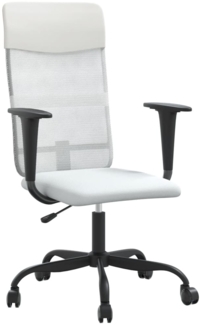 vidaXL Bürostuhl Höhenverstellbar Weiß Netzstoff und Kunstleder 353015