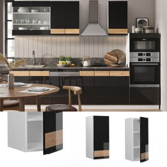 Vicco Hängeschrank Küchenschrank Küchenmöbel Fame-Line Weiß Schwarz Eiche 30 cm modern Hochglanz