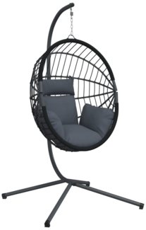 vidaXL Hängesessel Ei-Design mit Ständer Anthrazit Rattan und Stahl 4007405
