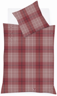 Fleuresse Lech Edelflanell Bettwäsche 200x200 Karo rot blau Landhaus 604112-04